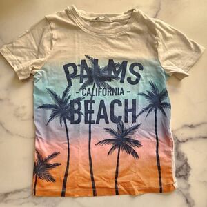 H&M 6-8 year boys Palms Beach California t-shirt summer tee neon sunset